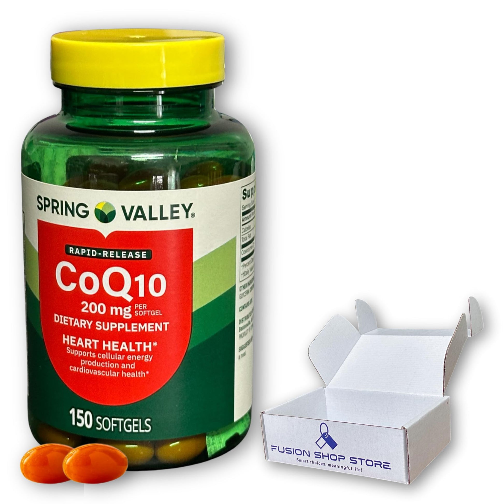 Fusion Shop Store CoQ10 200mg Rapid Release Softgels, 150 Count