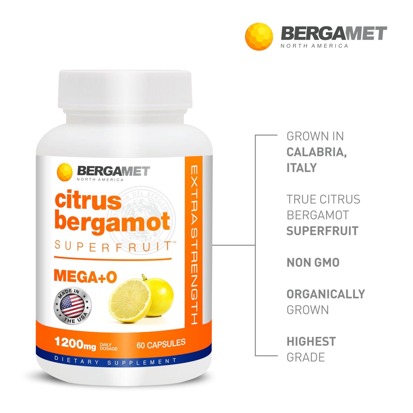 BergaMet Citrus Bergamot Supplement 170:1 Extract Capsule 180