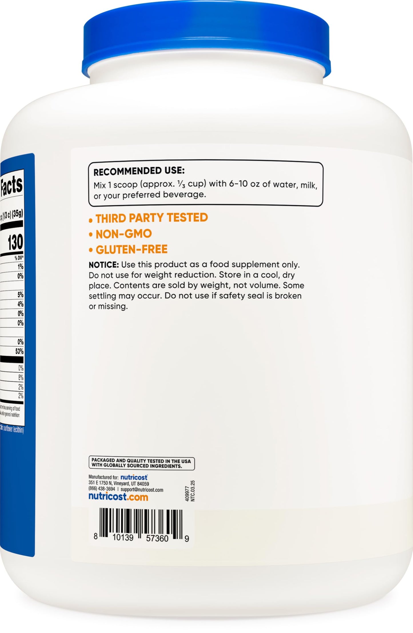 Nutricost Whey Protein Isolate Powder (Unflavored), 5 lb, 80 Servings