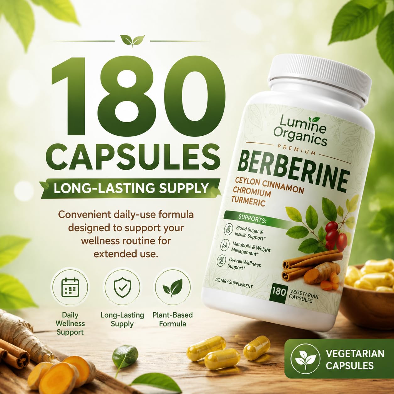 Lumine Organics Berberine with Ceylon Cinnamon - 4 in 1 Complex Softgel 1
