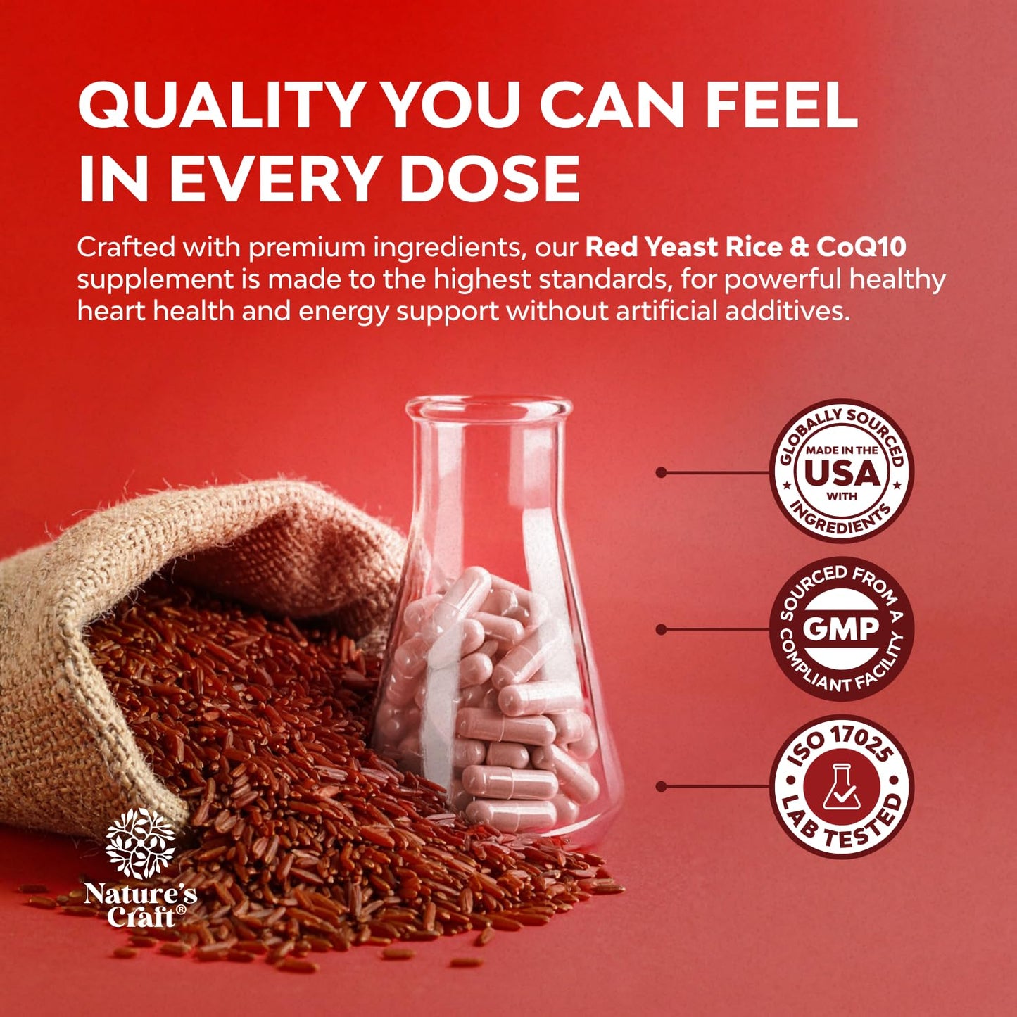 Natures Craft Red Yeast Rice with CoQ10 Capsule, 60 Count