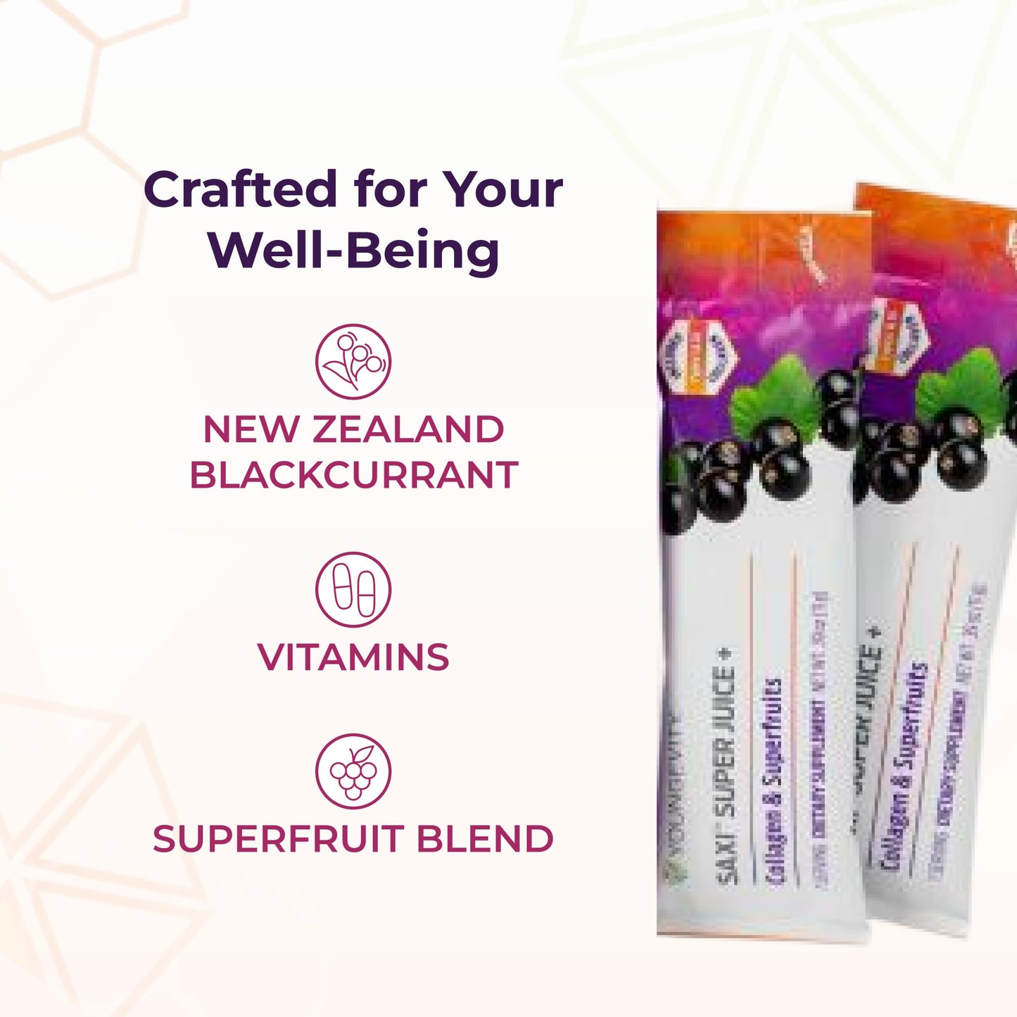 Youngevity SaXi Super Juice+ Collagen & Superfruits with New Zealand Blackcurrant Powder 1.16 oz