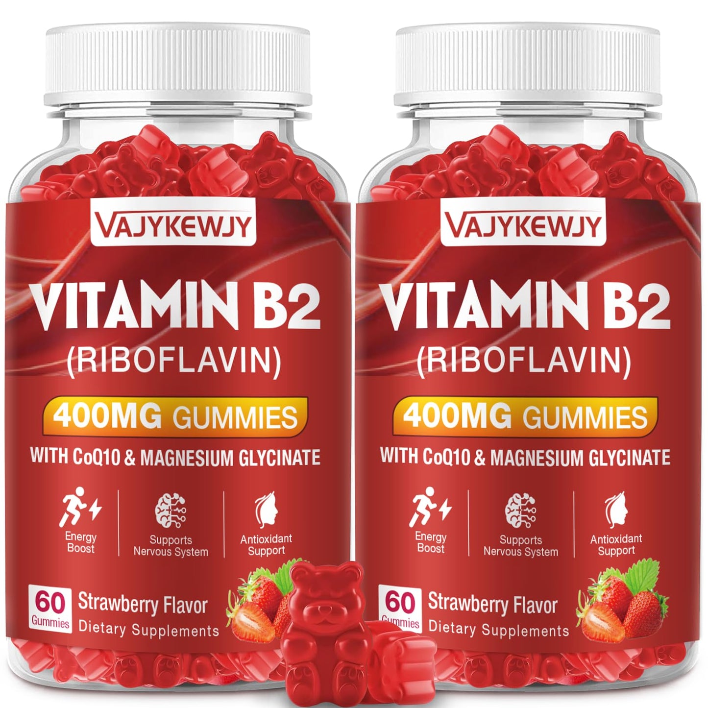 VAJYKEWJY Vitamin B2 Riboflavin 400mg Gummies 120 Count