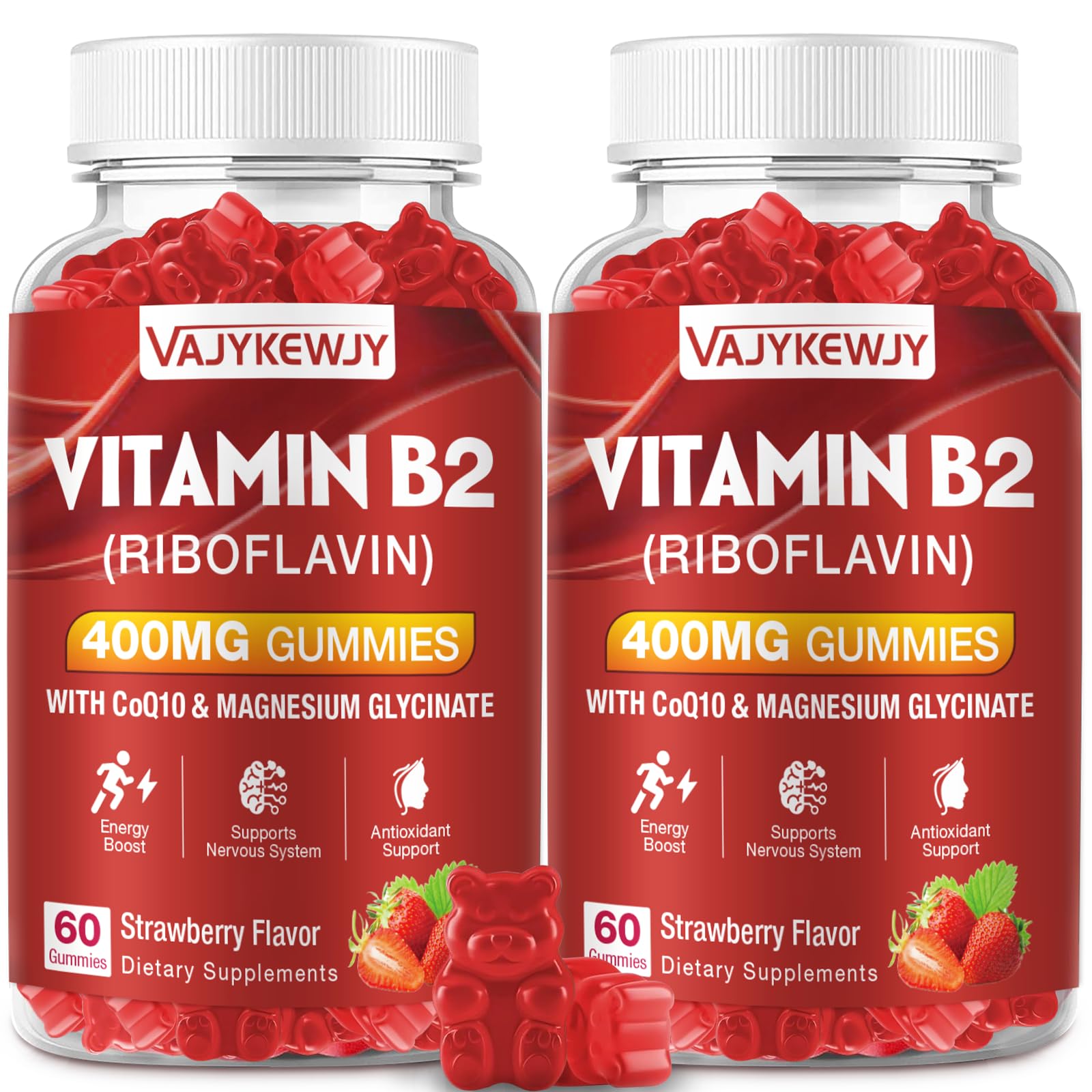 VAJYKEWJY Vitamin B2 Riboflavin 400mg Gummies 120 Count