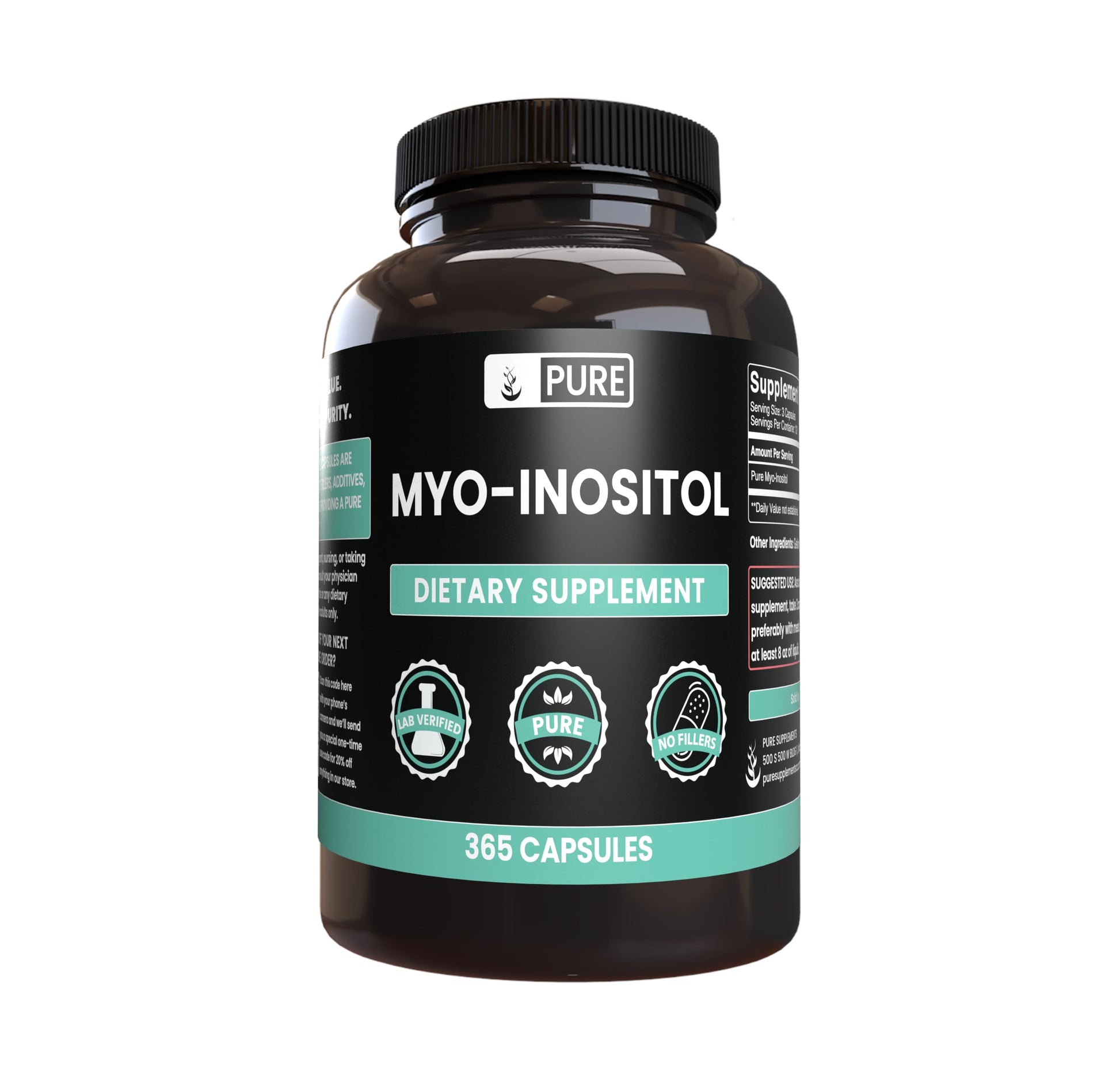 Pure Original Ingredients Myo-Inositol Capsule 365 Count