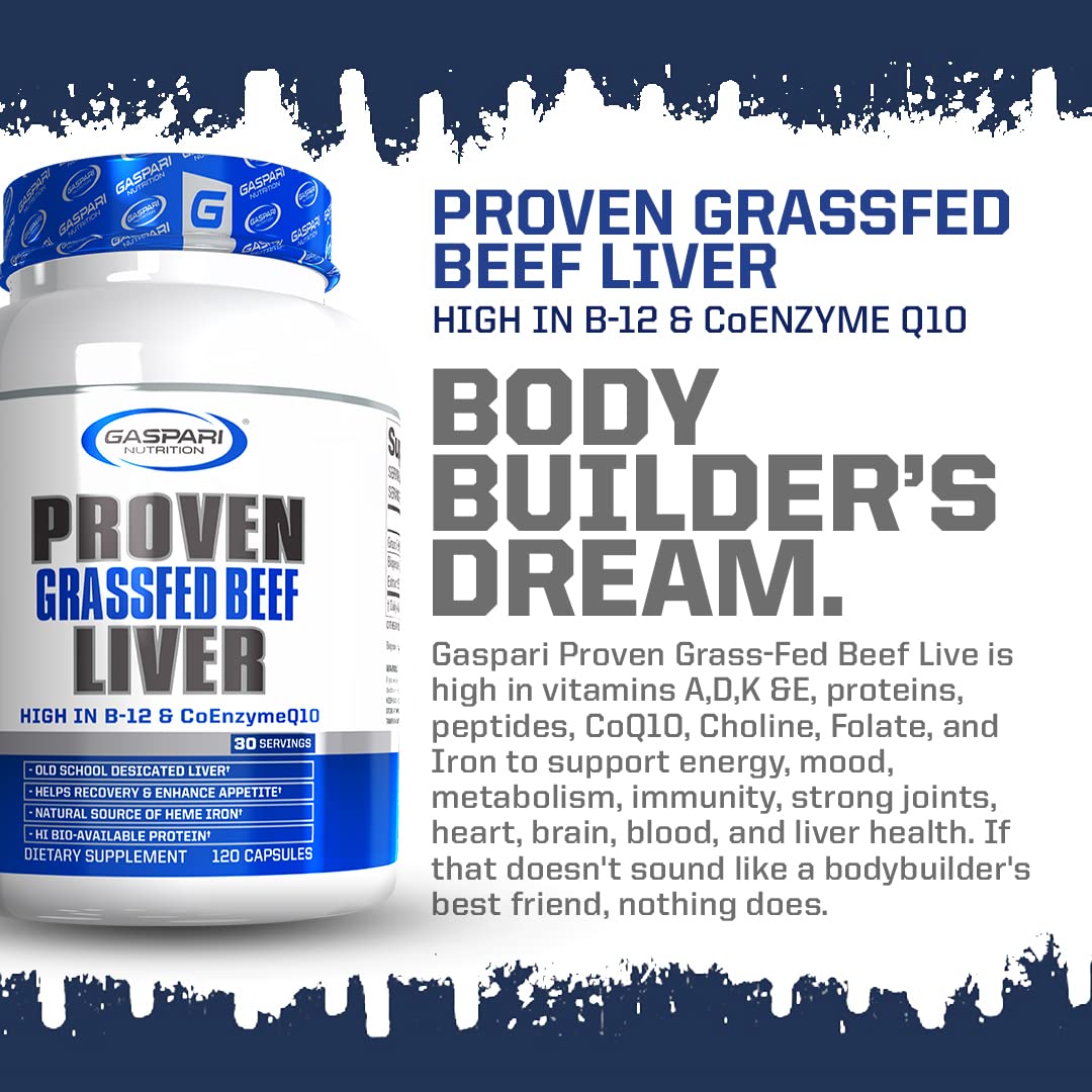 Gaspari Nutrition Proven Liver Grass-Fed Beef Liver Capsules, 30 Count