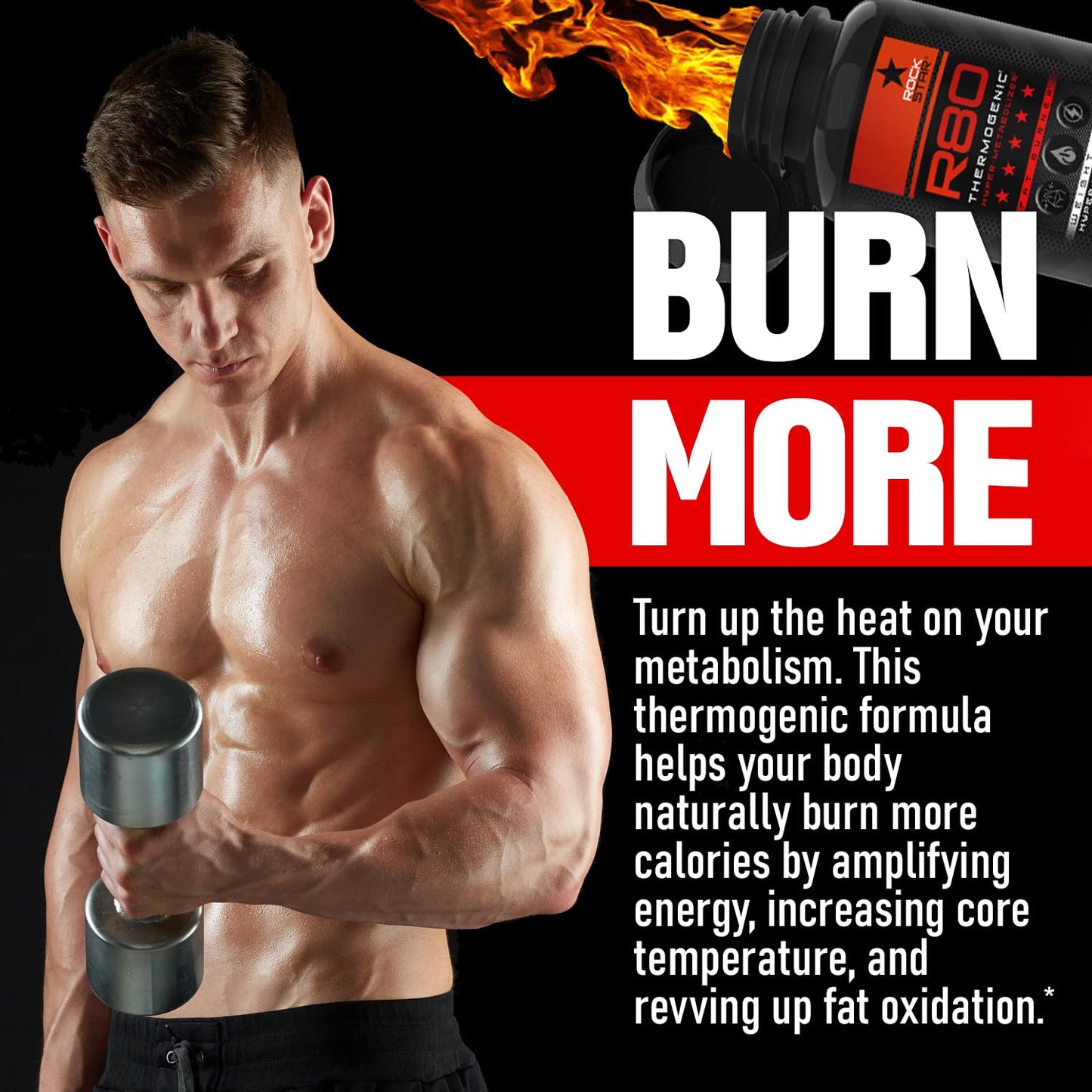 Rockstar R80 Extreme Thermogenic Hyper-Metabolizer Fat Burner Capsule, 60 Count