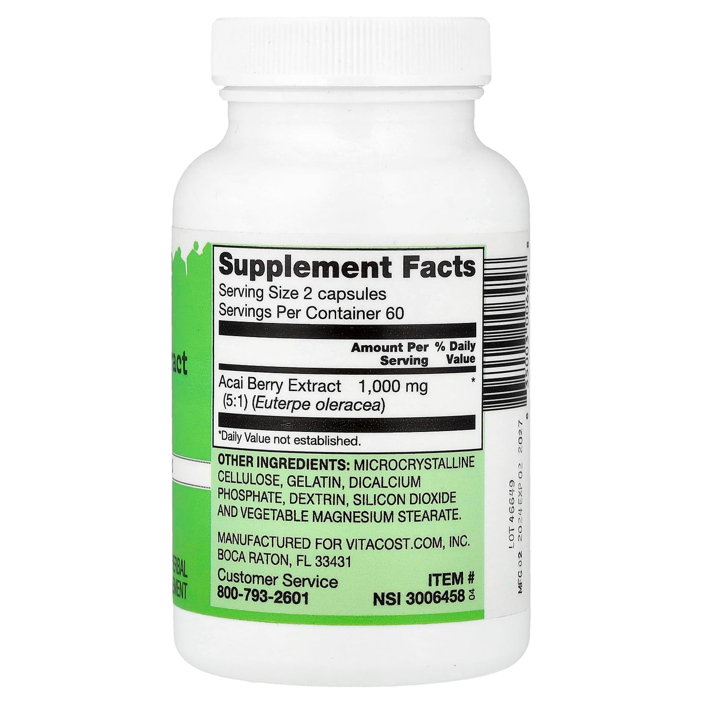 Vitacost Acai Berry Extract Capsule, 1 Count