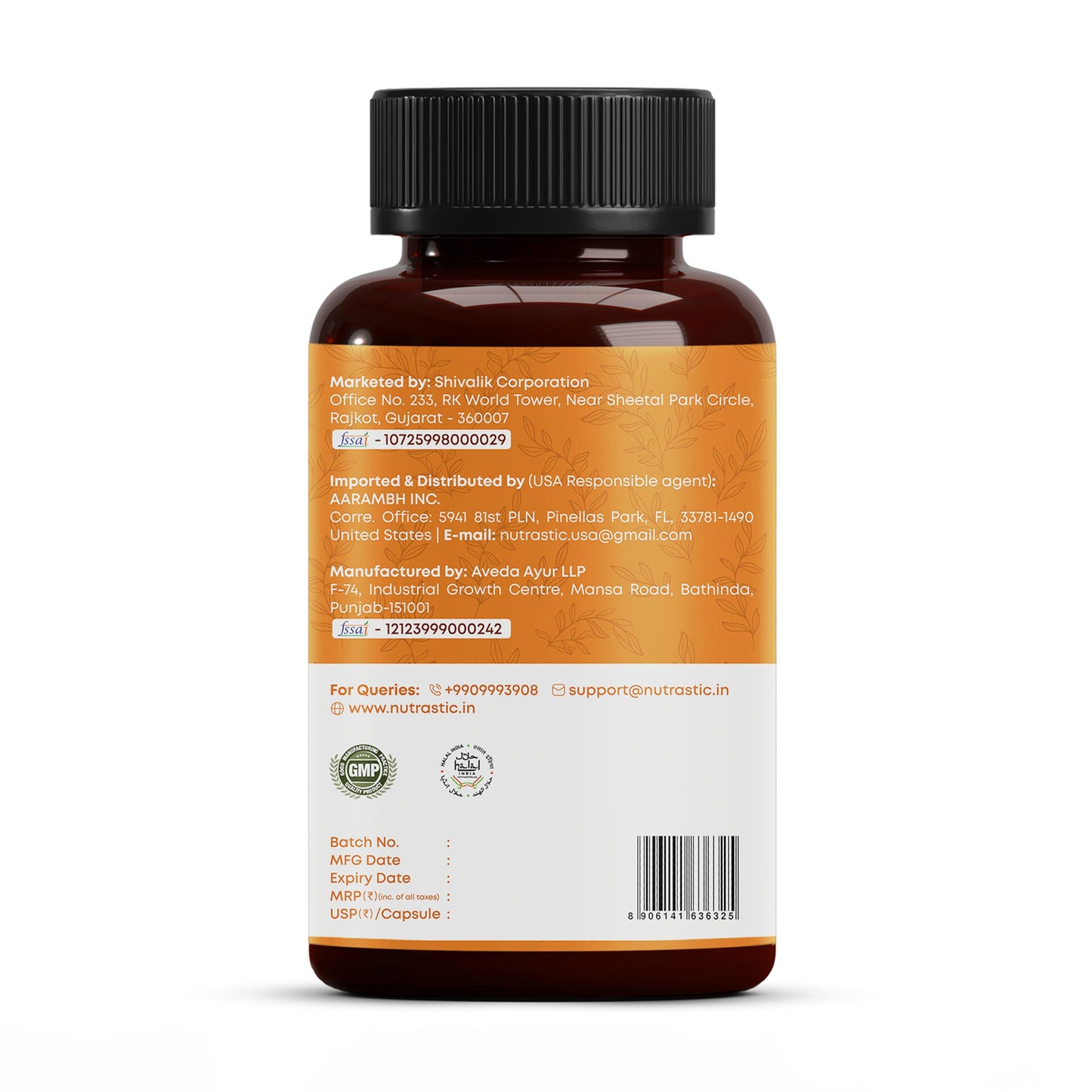 Nutrastic Turmeric Curcumin Supplement 400mg Capsule, 60 Count