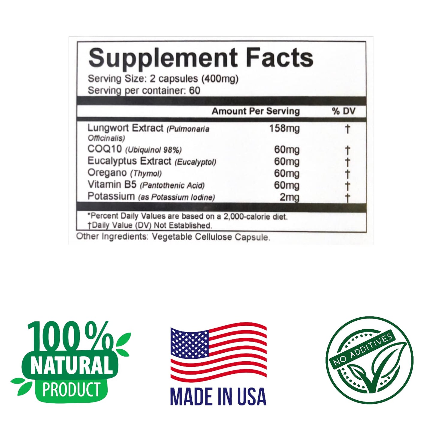 Generic LungCare Respiratory Support Supplement Capsules, 120 Capsules