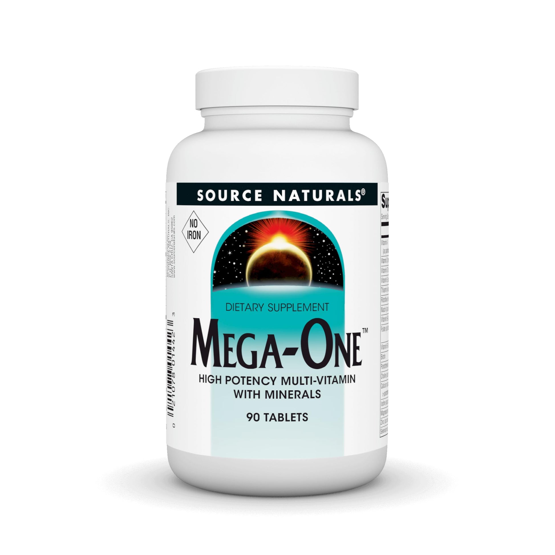 Source Naturals Mega-One Muti-Vitamin with Minerals No Iron 90 Tablets