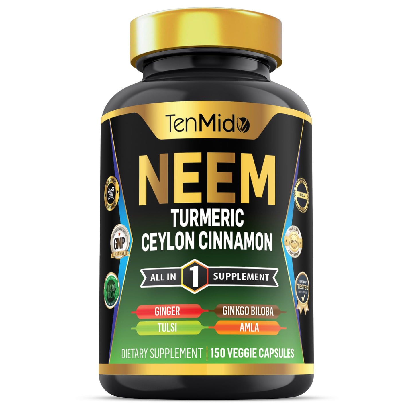 Tenmido Neem Leaf Supplement Capsule 150 Count