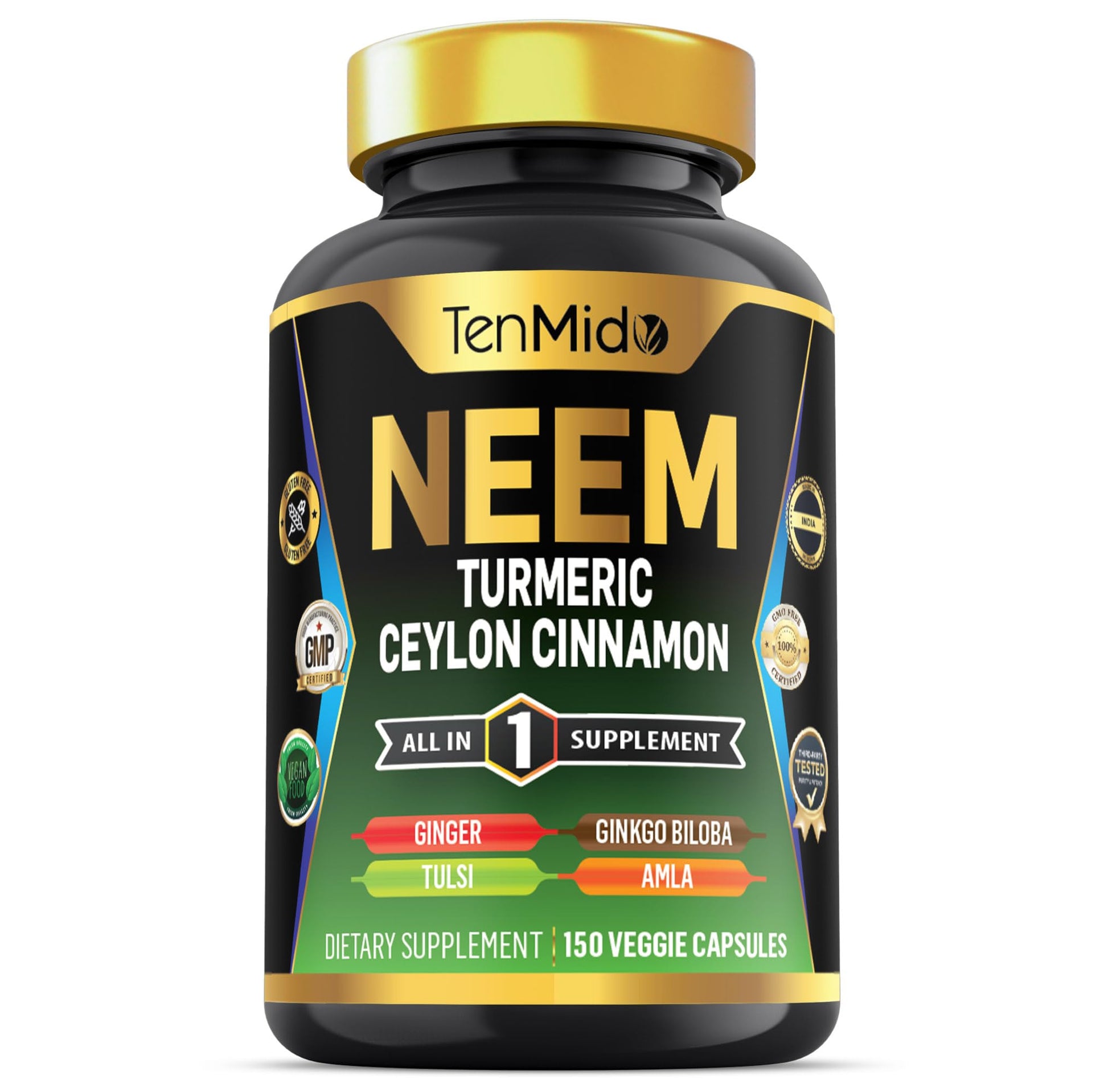 Tenmido Neem Leaf Supplement Capsule 150 Count
