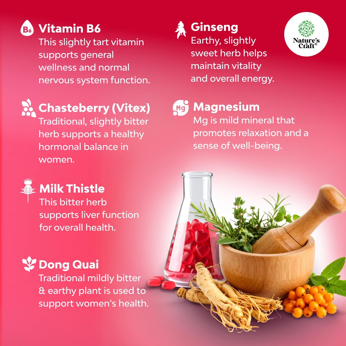 Natures Craft Fertility & Preconception Gummies for Women with Inositol & Folic Acid – Hormone Balance & PMS Support