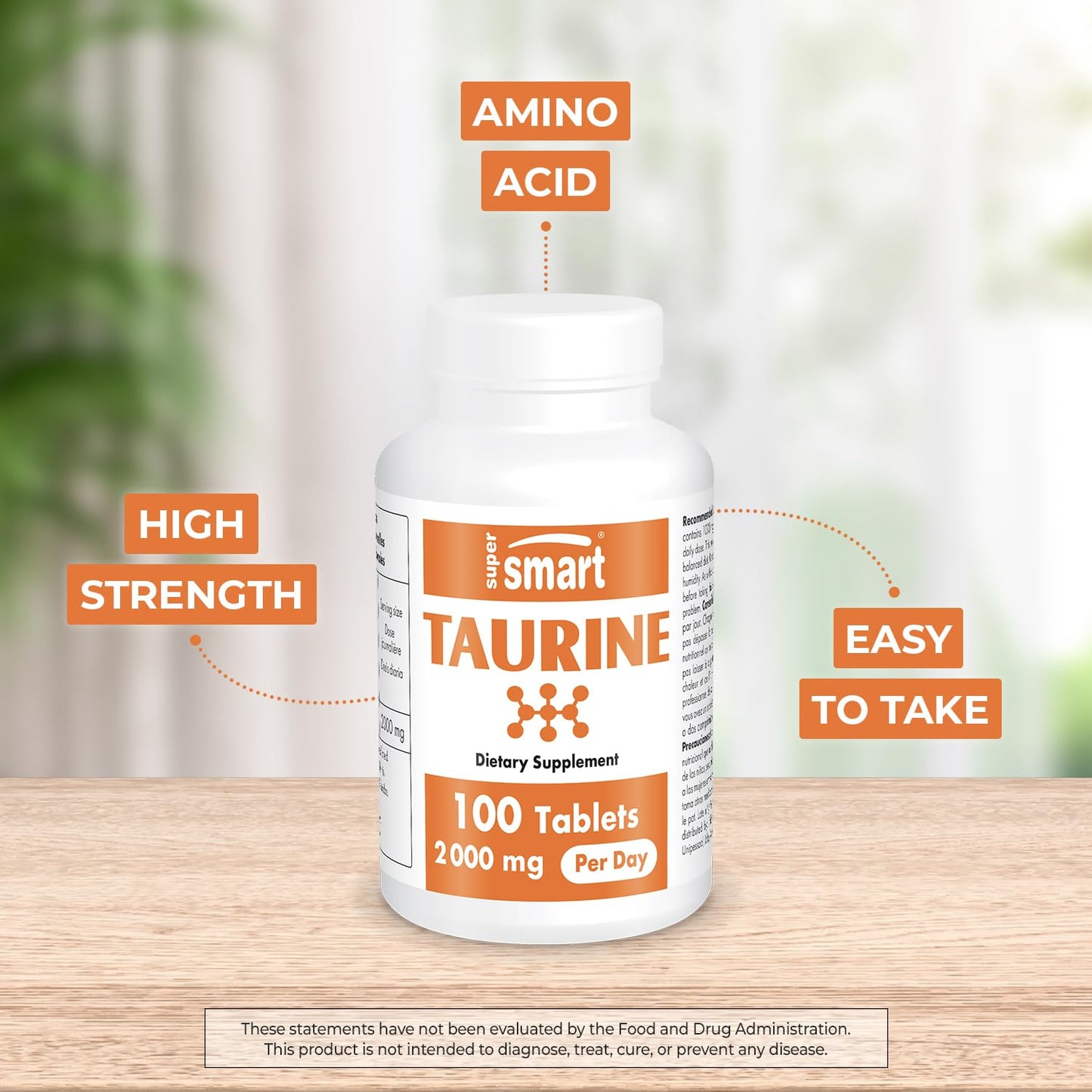 Supersmart Taurine Supplement 2000mg Tablet, 100 Tablets