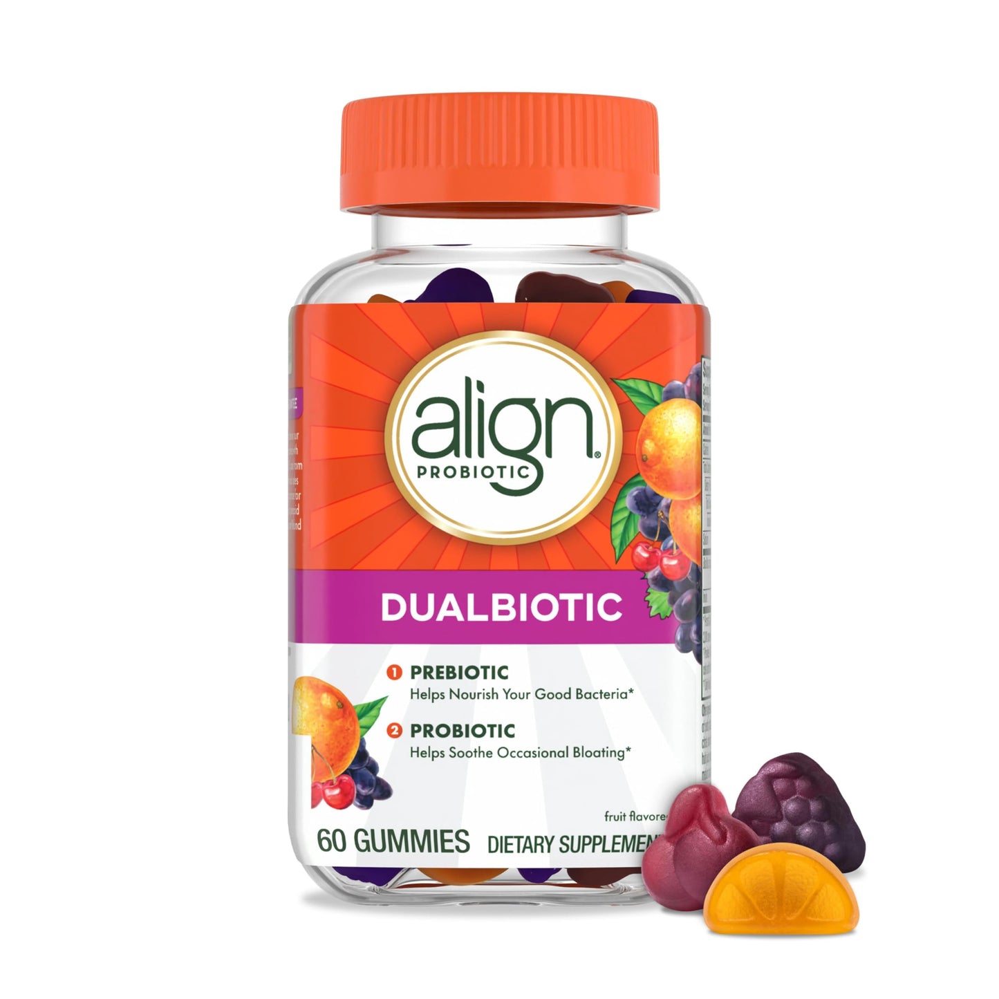 Align Dualbiotic Prebiotics and Probiotics Gummies, 60 Count