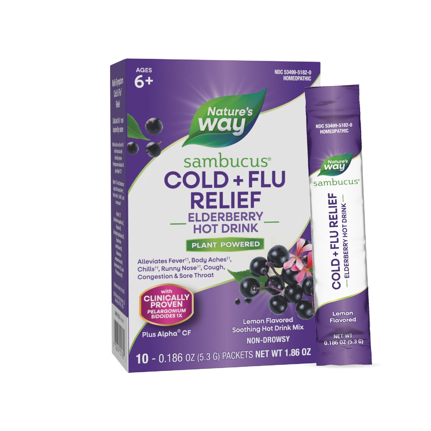 Nature's Way Sambucus Cold+Flu Relief Elderberry Powder, 0.18 Ounce
