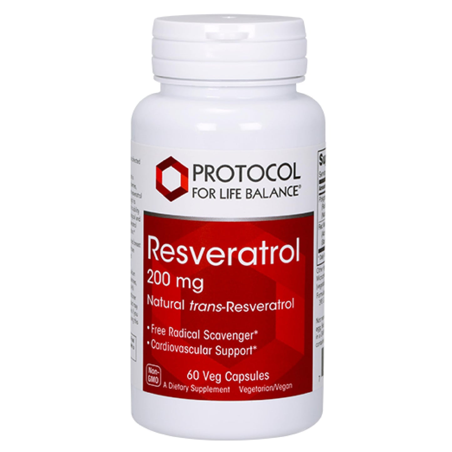 Protocol for Life Balance Resveratrol 200 mg Trans-Resveratrol with Japanese Knotweed & Grape Seed Extract, Vegan & Non-GMO, 60 Capsules