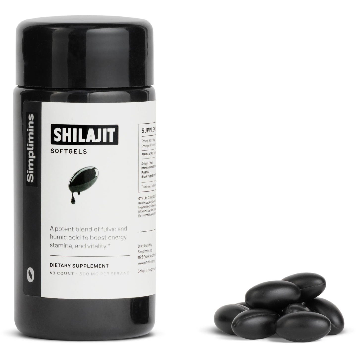 Simplimins Liquid Shilajit Softgels, 60 Count