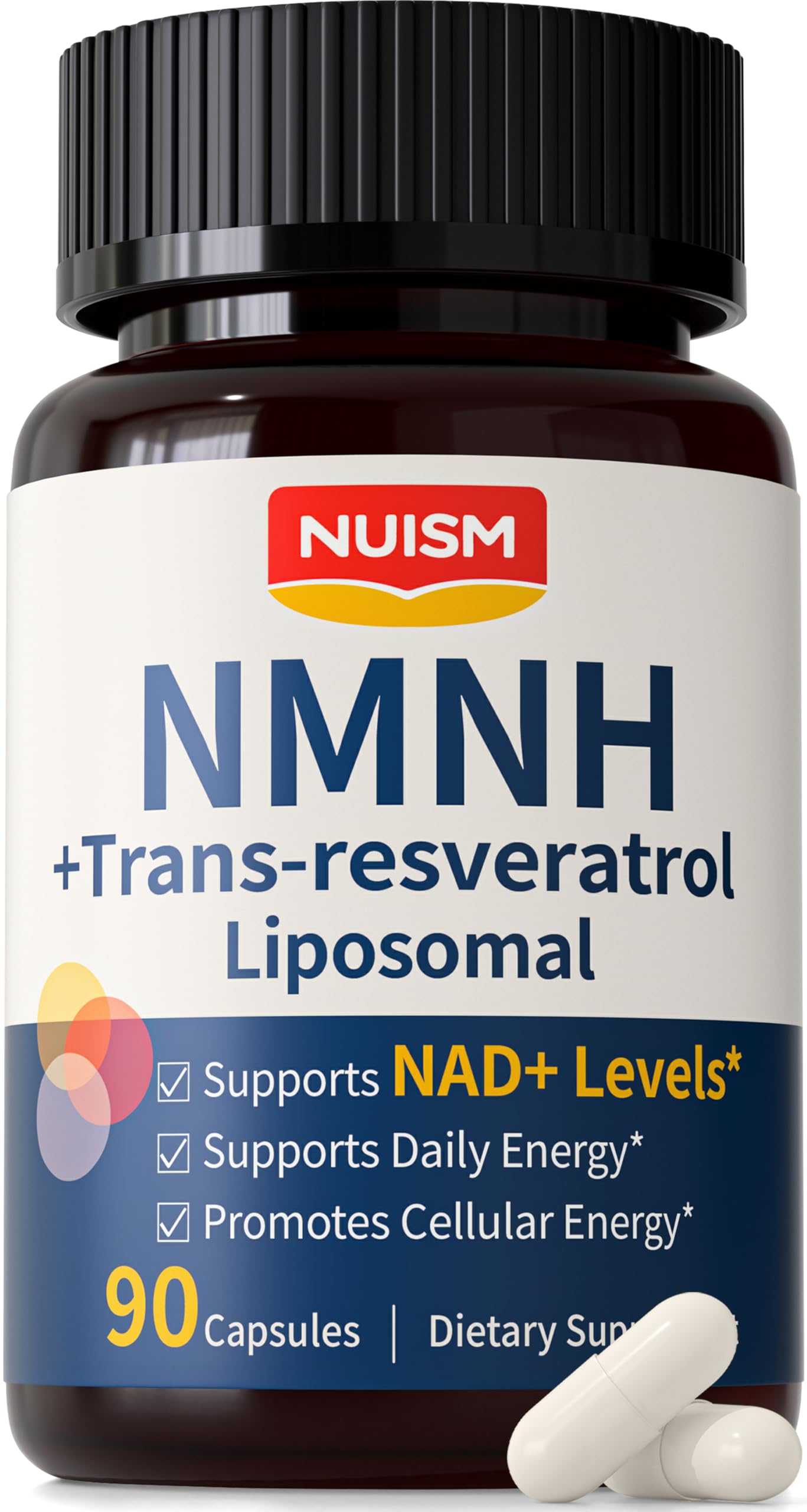 NUISM NMNH NAD+ Supplement, Liposomal NMN NAD+ & Resveratrol Complex for Cellular Energy, Healthy Aging & Metabolic Support, Capsule, 90 Count
