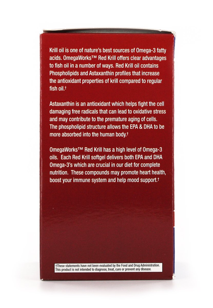 Windmill OmegaWorks RedKrill Fish Oil Softgel, 60 Count