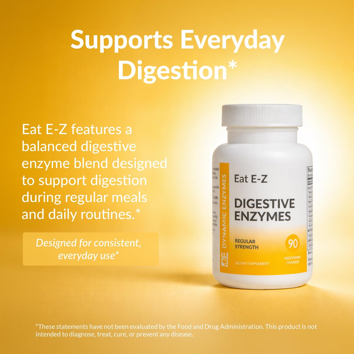 Dynamic Enzymes Eat E-Z Digestive Enzymes Broad-Spectrum Enzyme Blend Capsules 90
