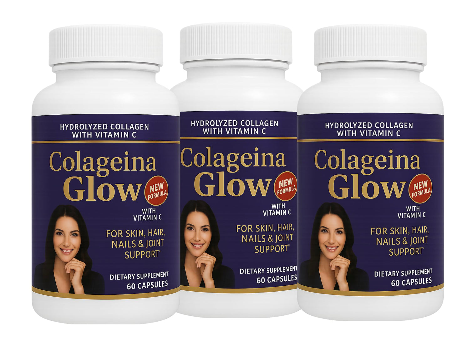 Generic Hydrolyzed Collagen with Vitamin C – Colageina Glow Capsules, 60 Count