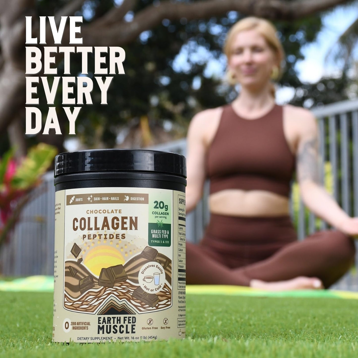 Earth Fed Muscle Chocolate Collagen Peptides Powder 16