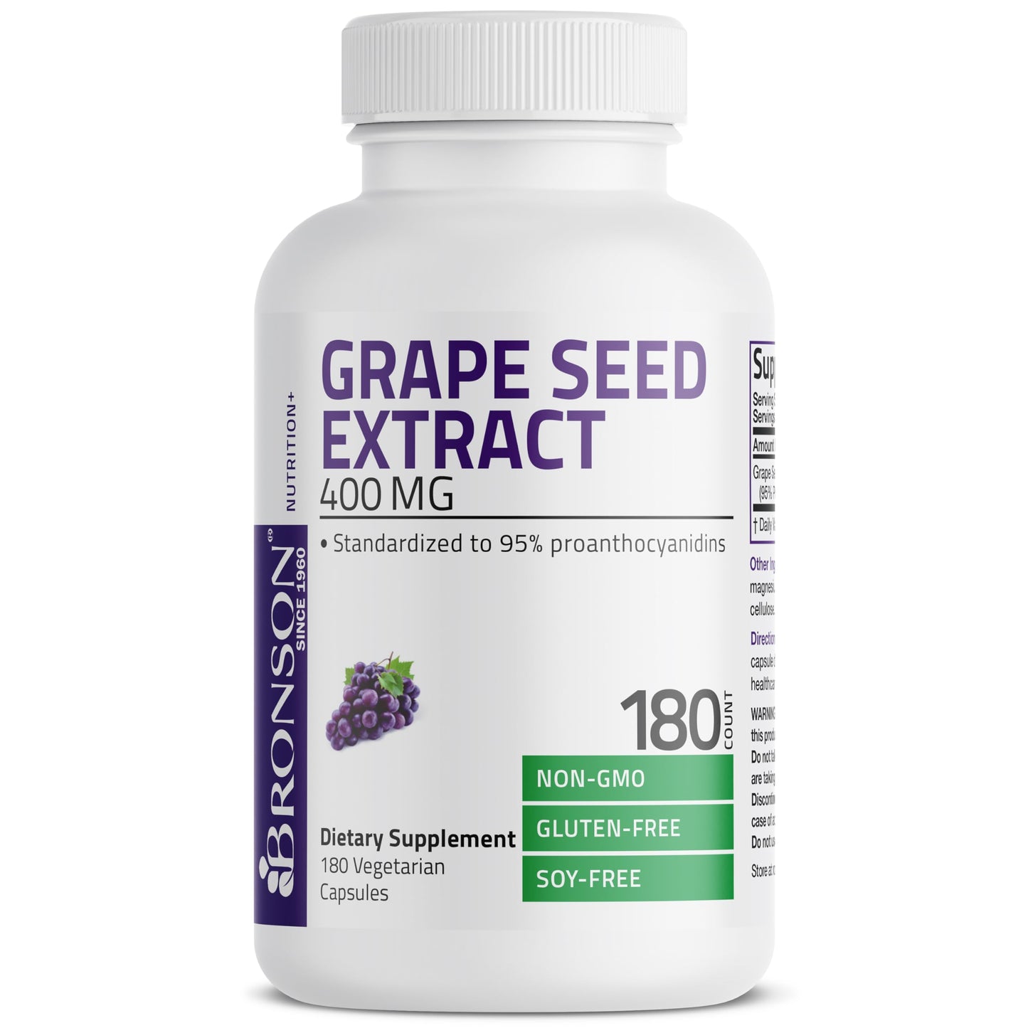 Bronson Grape Seed Extract 400 mg Capsules, 180 Vegetarian Capsules