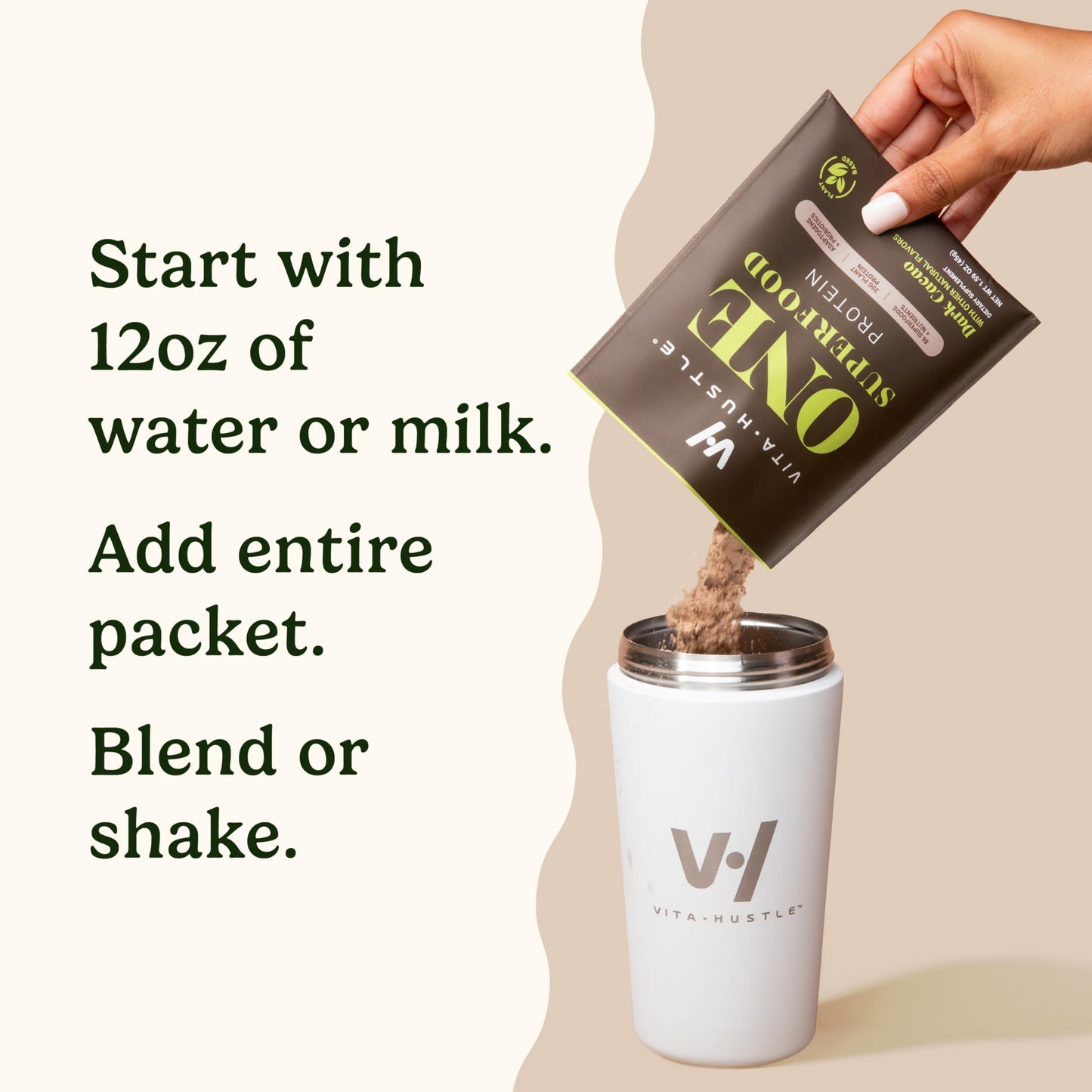 VitaHustle ONE Vegan Protein Powder Travel Packets, 10 Packets