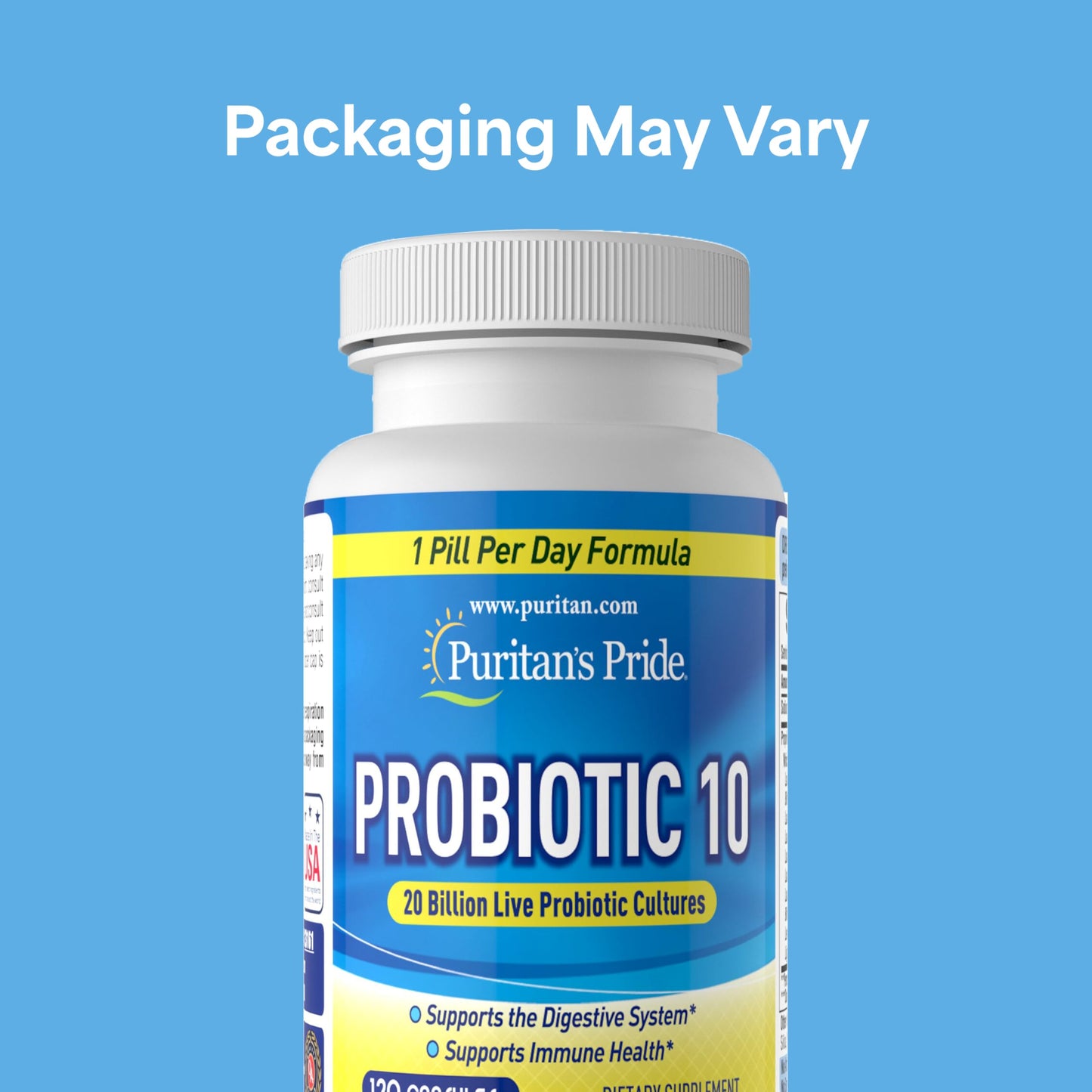 Puritan's Pride Probiotic 10 with Vitamin D to support immune function Capsules 240