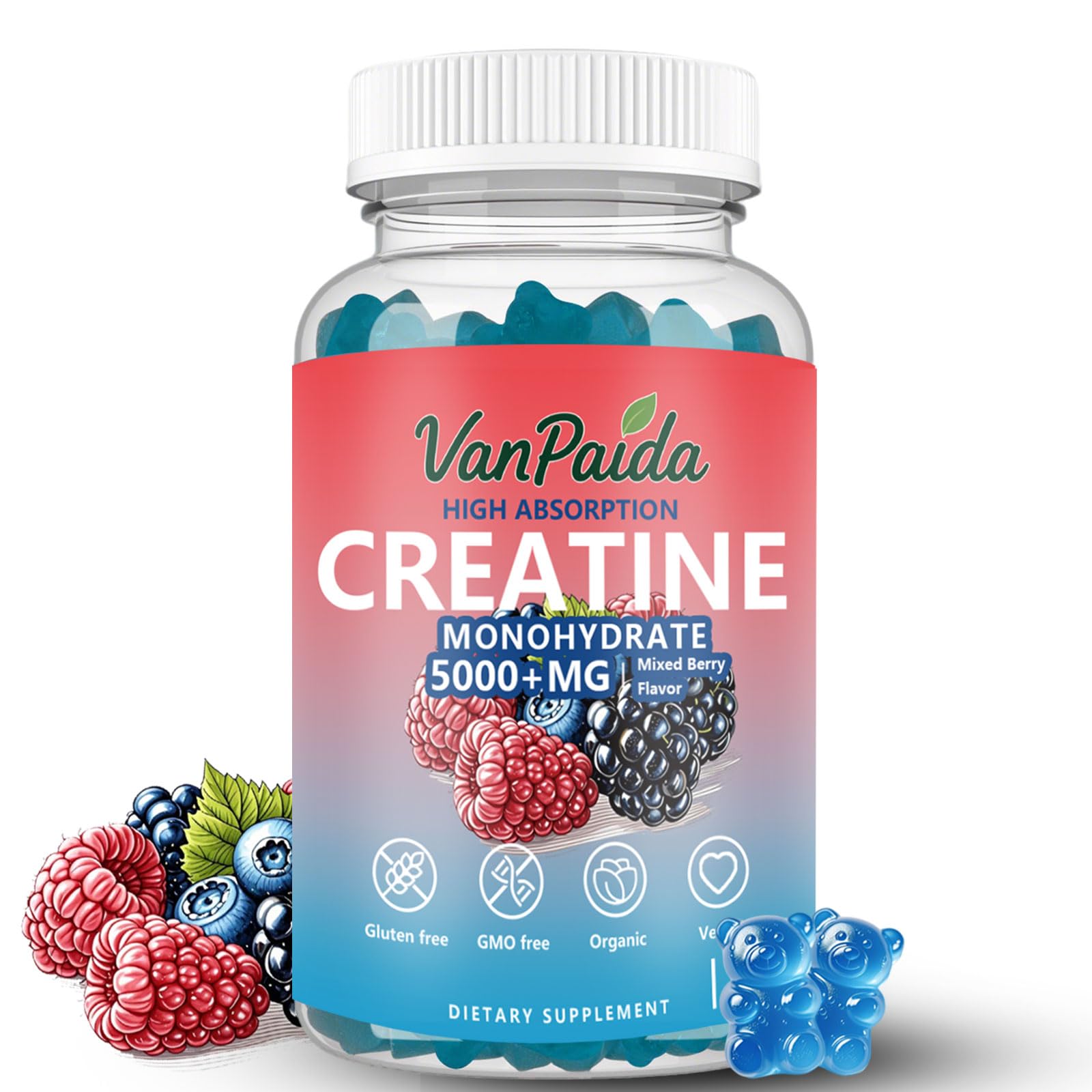 Van Paida Creatine Gummies Monohydrate Chewable 60 Count