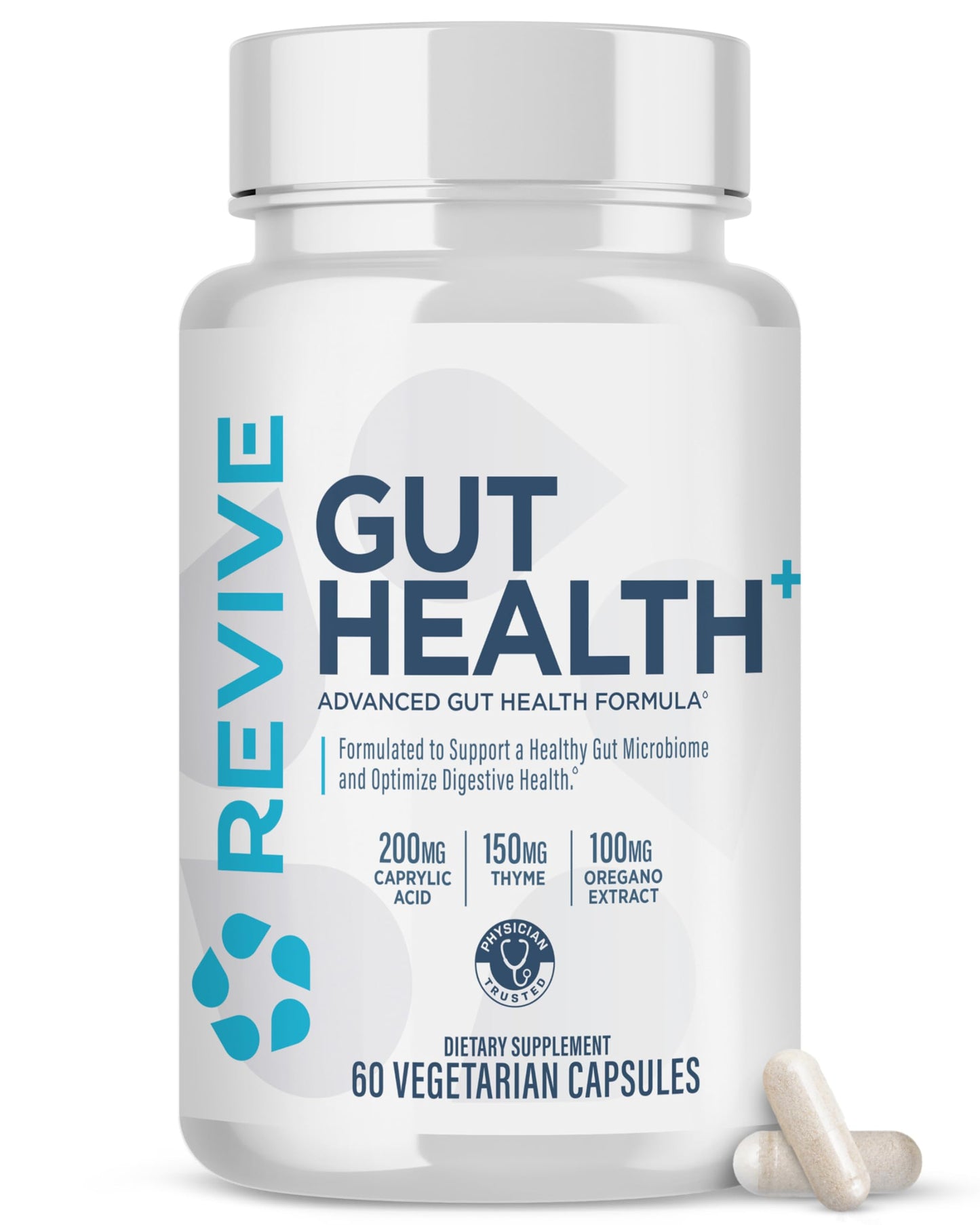 Revive Gut Health Supplements for Men & Women Daily Gut Repair & Digestive Health Support Formula with Thyme, Oregano & Milk Thistle 60 Capsules