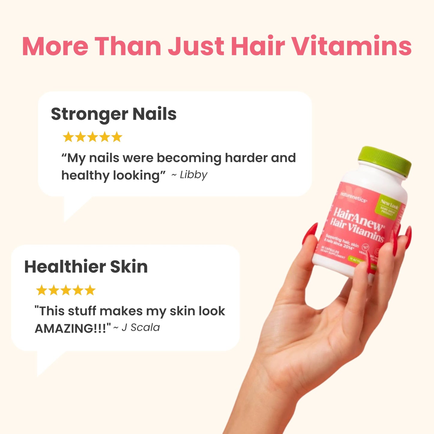 Naturenetics HairAnew Hair Growth Vitamins for Thicker Stronger Hair Capsules 180