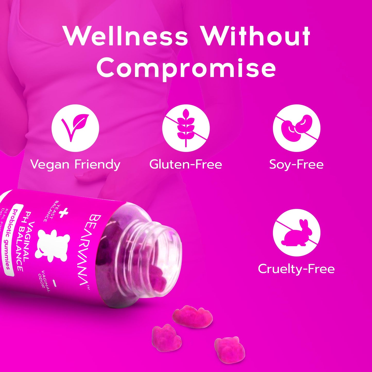 BEARVANA Vaginal pH Support & Probiotic Gummies for Women 60 Count