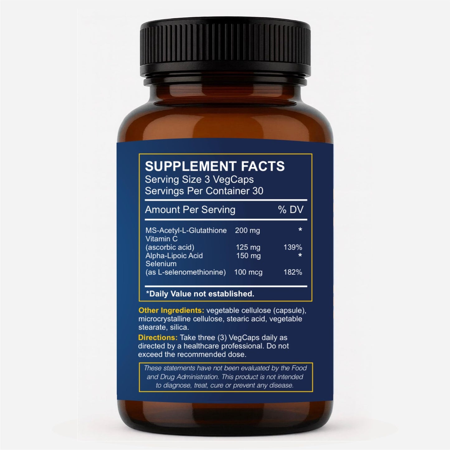 Desarion Formula S-Acetyl L-Glutathione Complex 200 mg – with Vitamin C, Alpha Lipoic Acid & Selenium – Advanced Antioxidant Support for Cellular Protection 90 Capsules