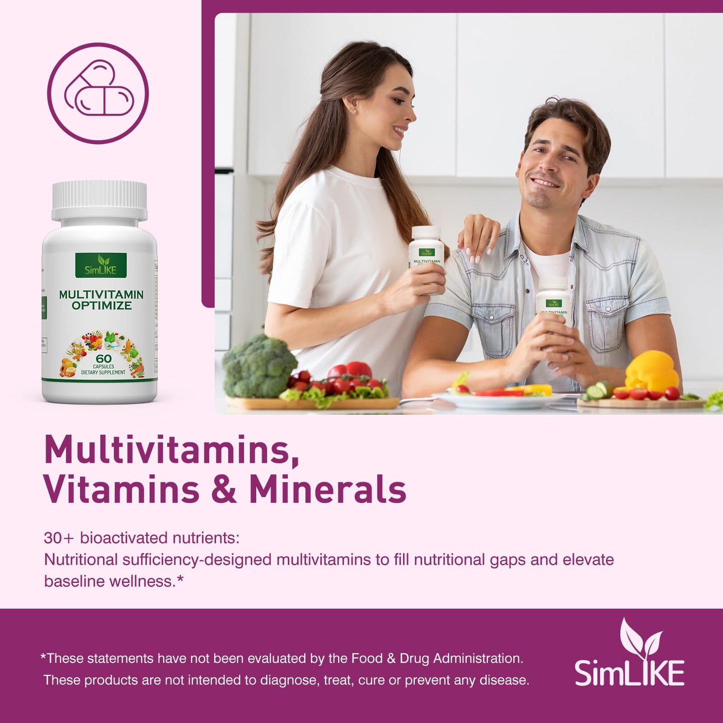 Simlike Methylated Multivitamin for Women 60 Capsules