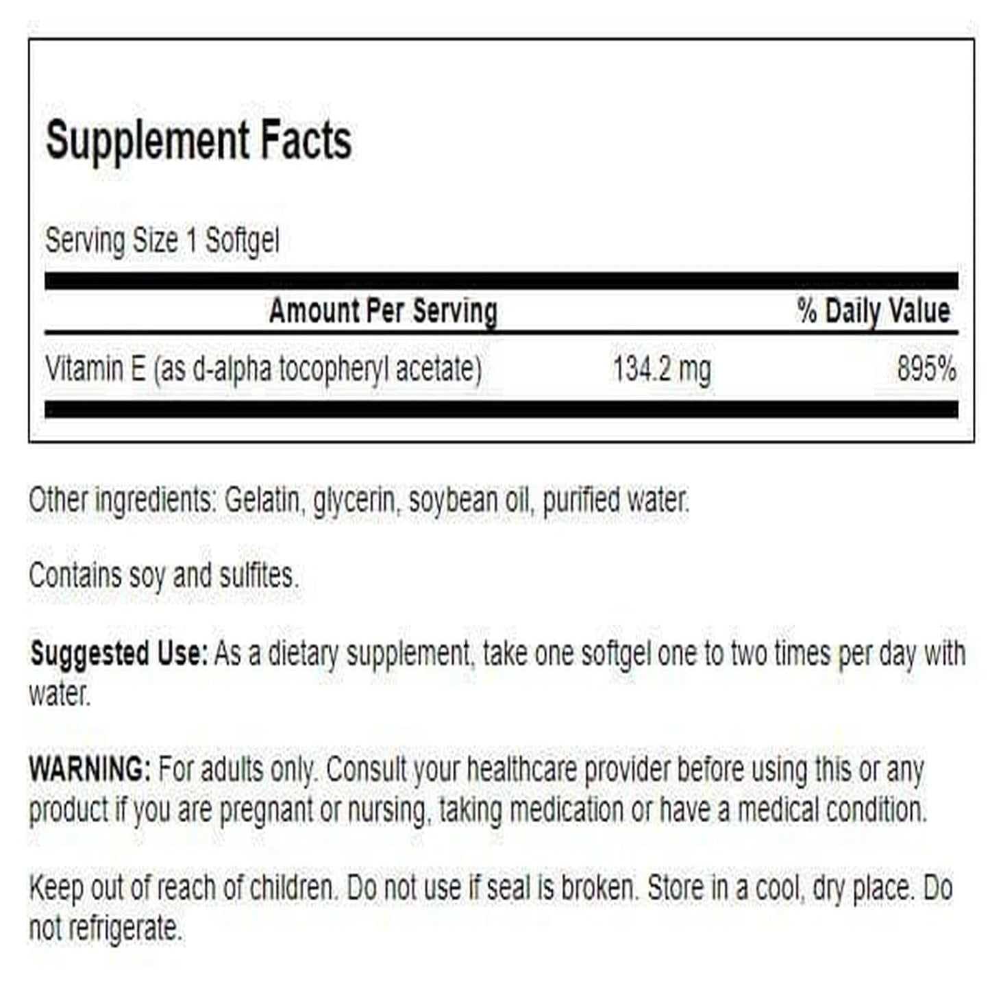 Swanson Natural Vitamin E Heart Health and Tissue Protection Softgels 250 Count
