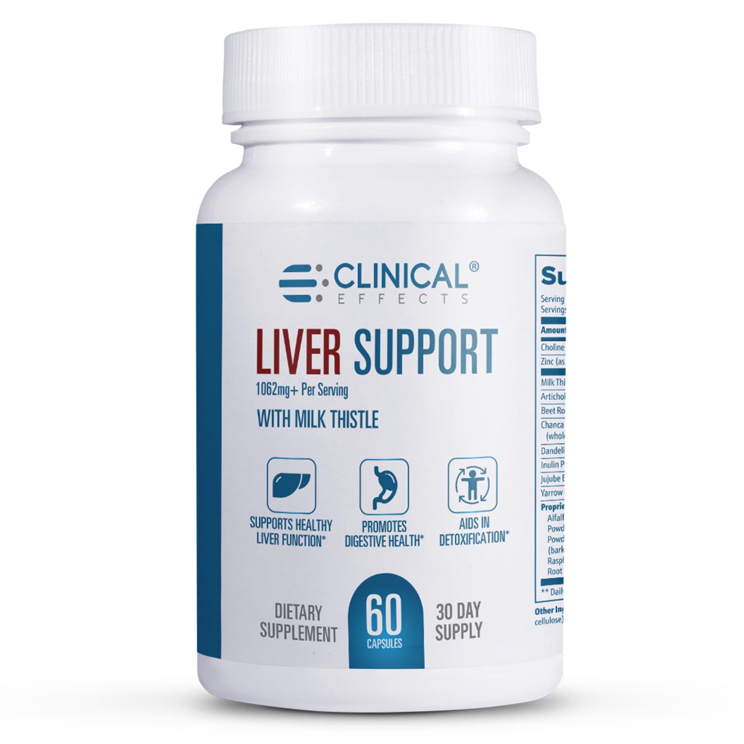 Clinical Effects Liver Support Natural Milk Thistle and Zinc Supplement 60 Veggie Capsules