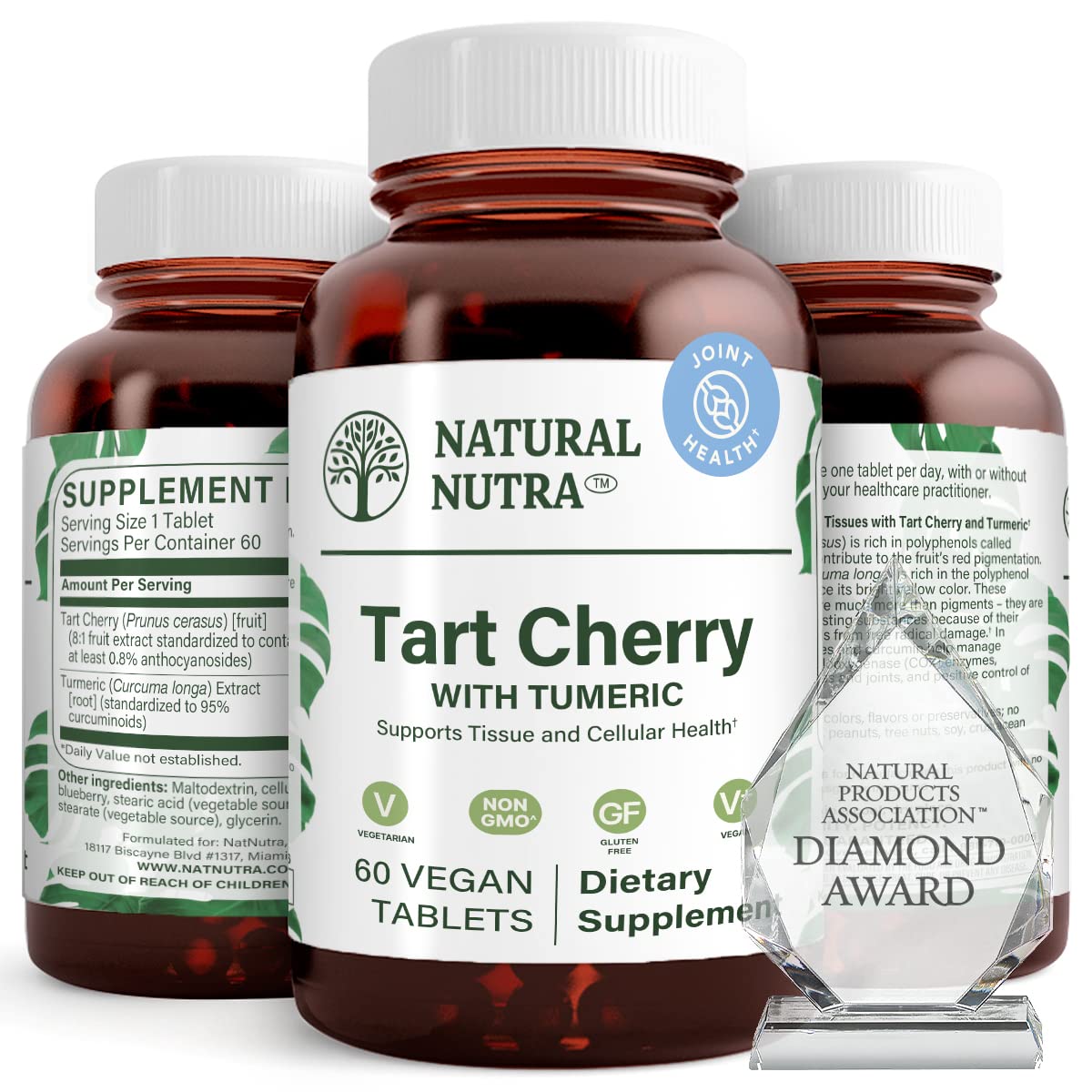 Natural Nutra Tart Cherry Extract with Turmeric Curcumin Tablets, 60 Count