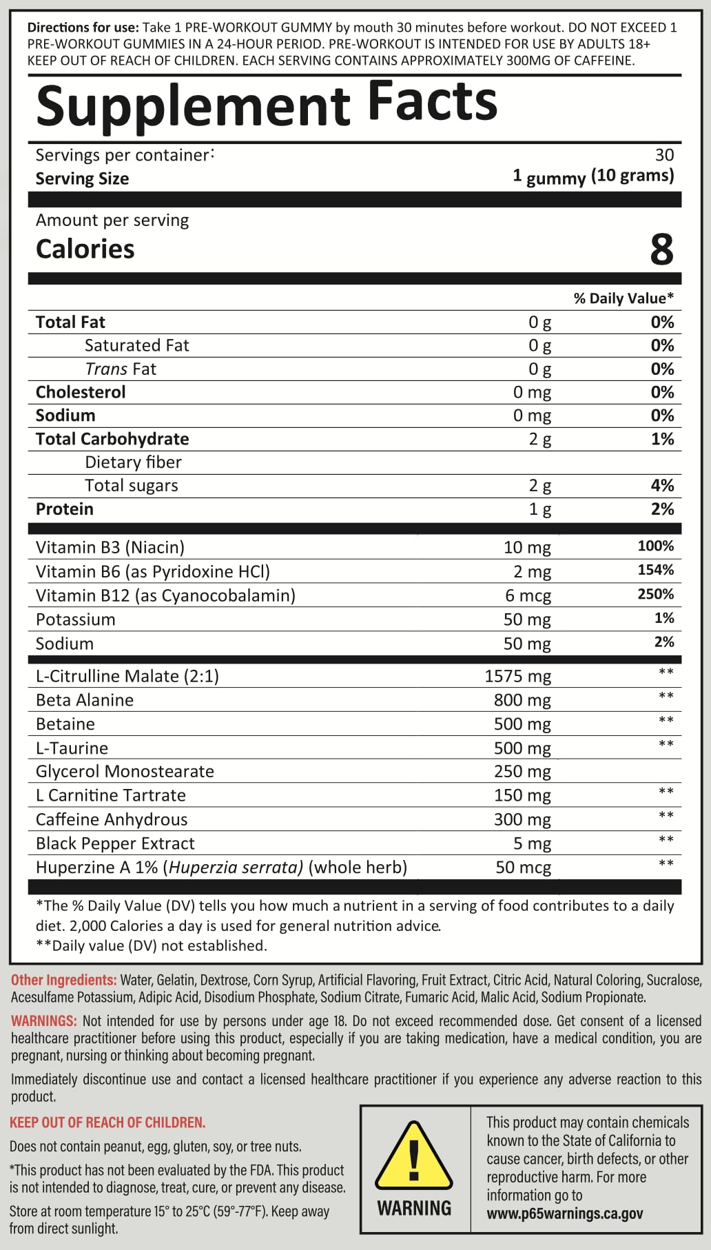 Kodagenix Pre Workout Gummies Chewable Gummy, 30 Servings