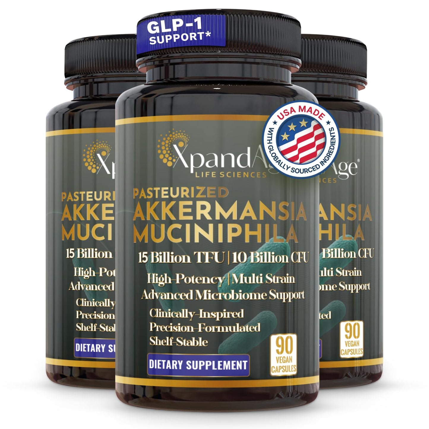 XpandAge Life Sciences Akkermansia Muciniphila with Multi-Strain Probiotic, Berberine HCL, Cinnamon, Inulin Fiber Capsules 90 Count
