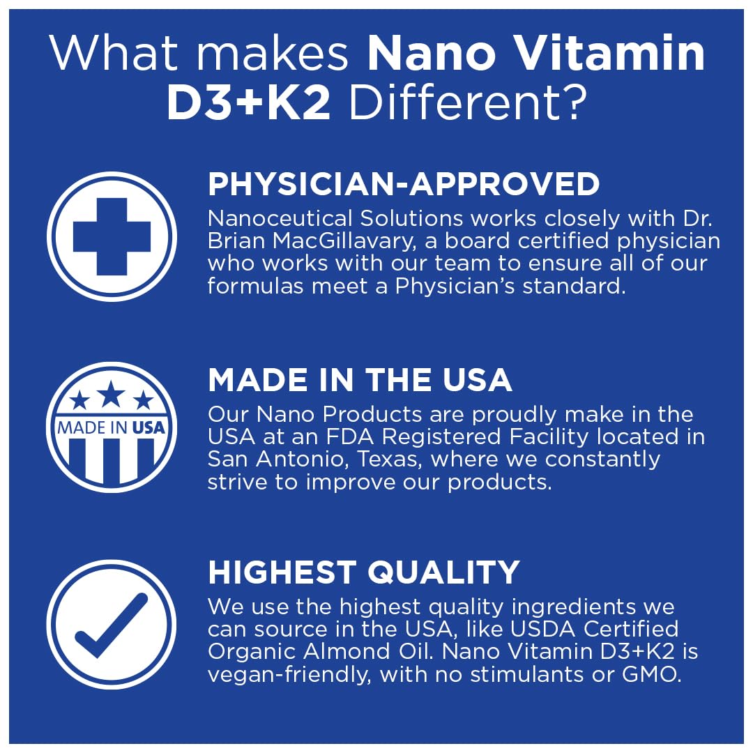Nanoceutical Solutions Nano Vitamin D3+K2 Nanosized Liquid Particles Capsule, 1 Capsule