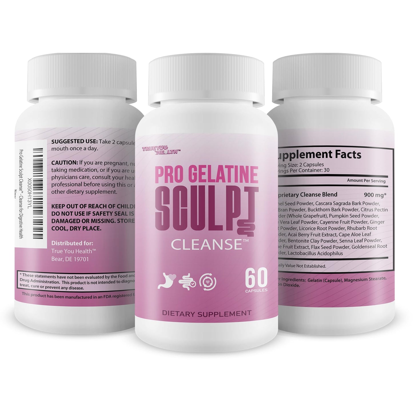 True You Health Pro Gelatine Sculpt Cleanse Capsules, 60 Count