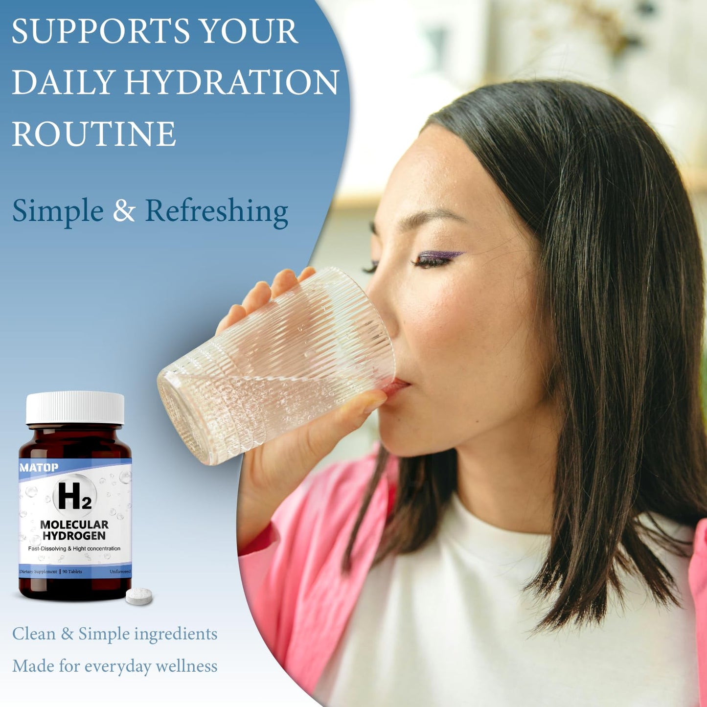 MATOP H2 Molecular Hydrogen Water Tablets 90 Count