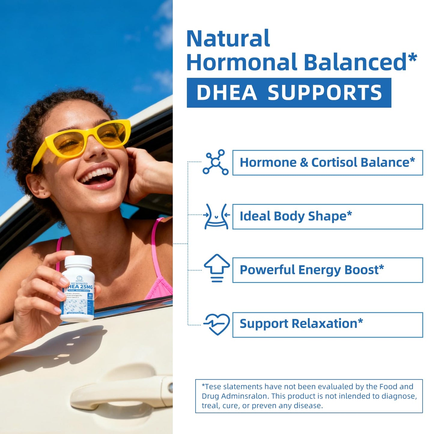 BBEEAAUU DHEA Supplement for Women 40+ and Men, 25mg Capsule - 120 Capsules