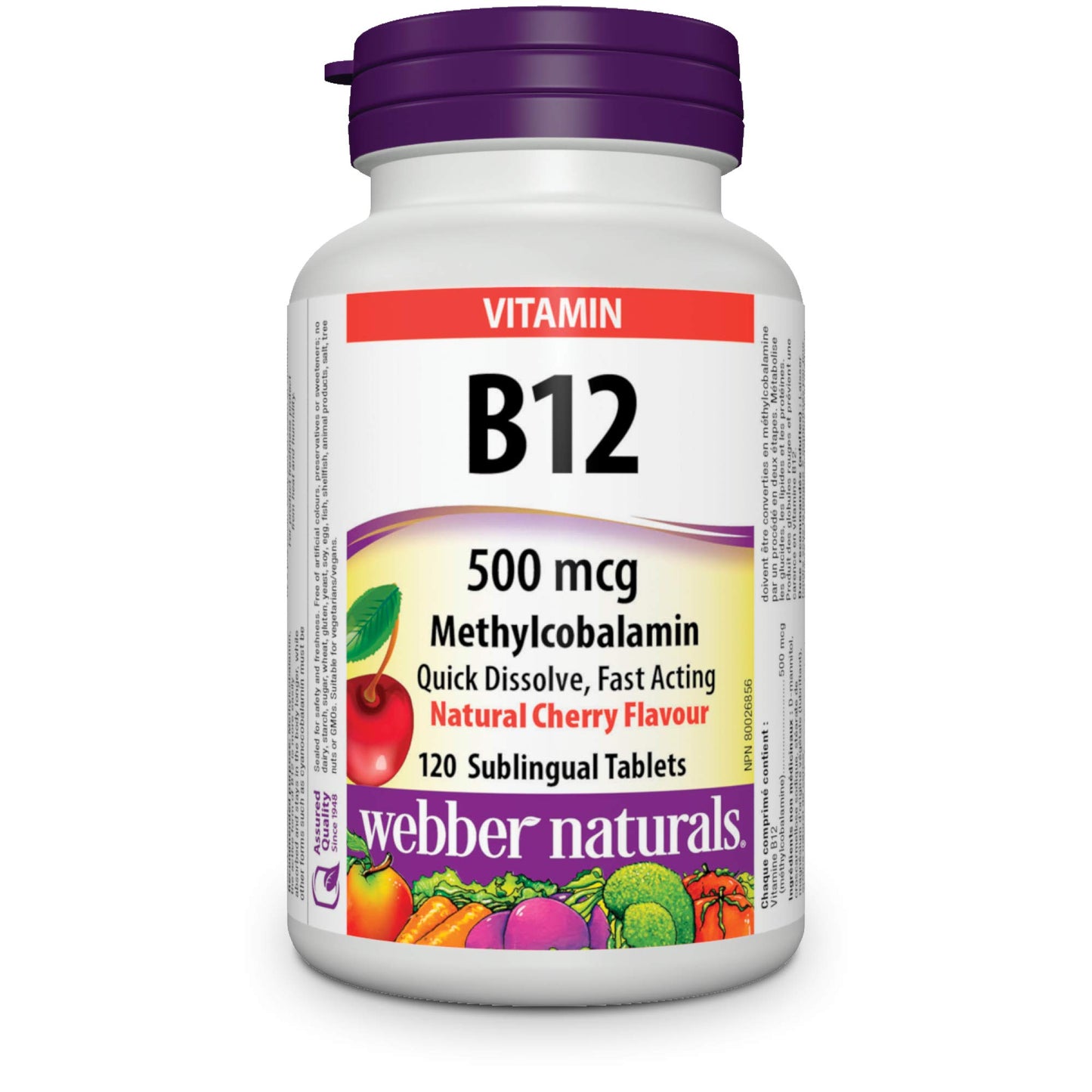 Webber Naturals Vitamin B12 (Methylcobalamin) Sublingual Tablets, 1 Tablet