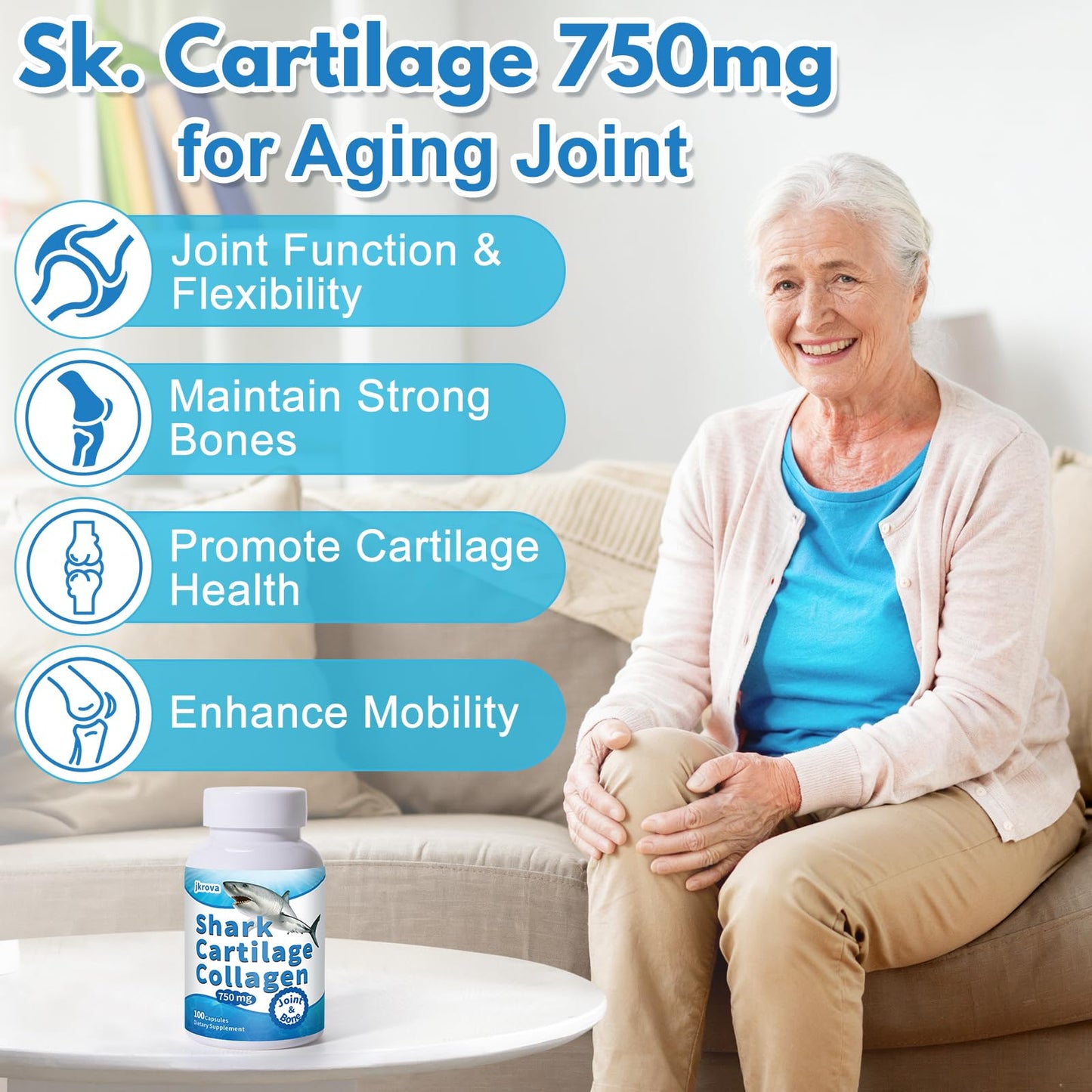 Euphea Cartilage with Glucosamine & Collagen 100 Capsules