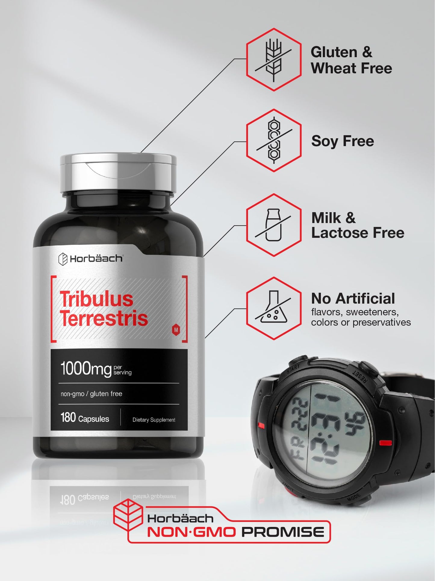 Horbaach Tribulus Terrestris for Men 1000mg Capsules 180 Count