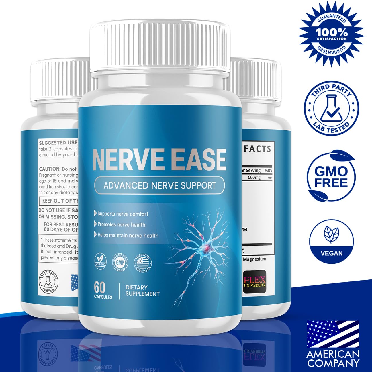 Flex University Nerve Ease Capsules, 300 Capsules